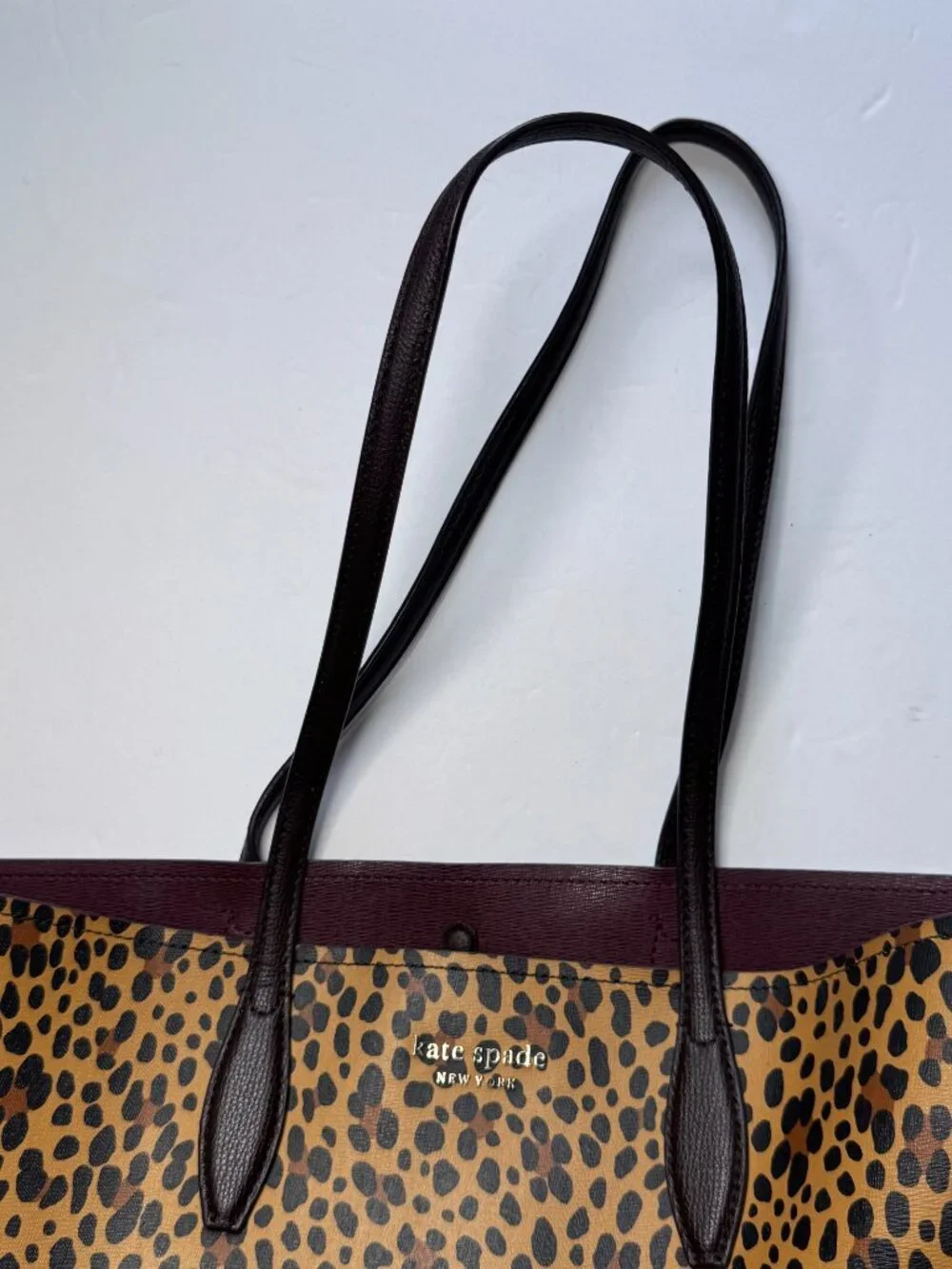 Kate Spade All Day Leopard Animal Print Large Tote Bag Purse Wristlet Set Work